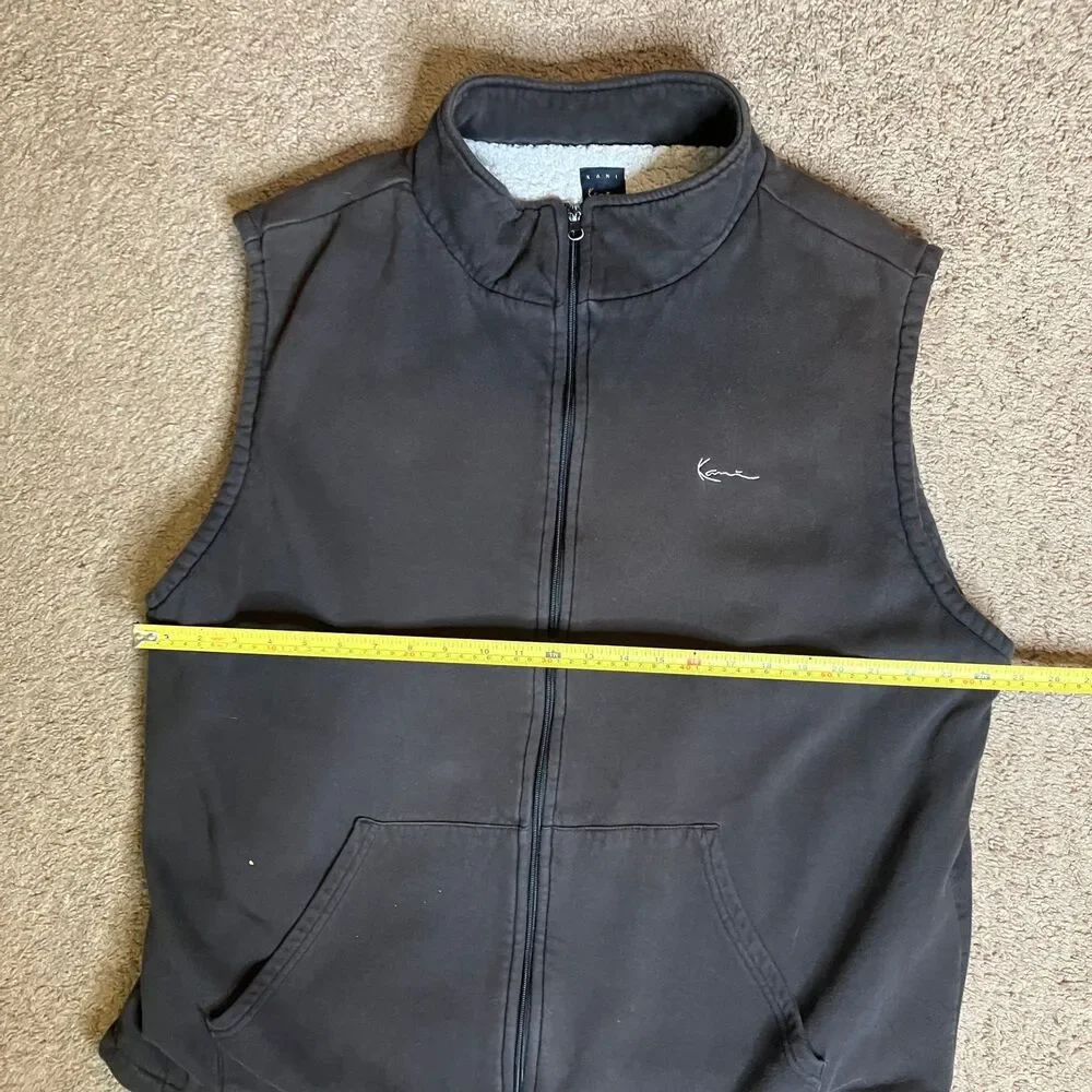 Kani Gold Men’s Full Zip Black/Dark Gray Fleece Vest Fall Cold Weather Size 2XL